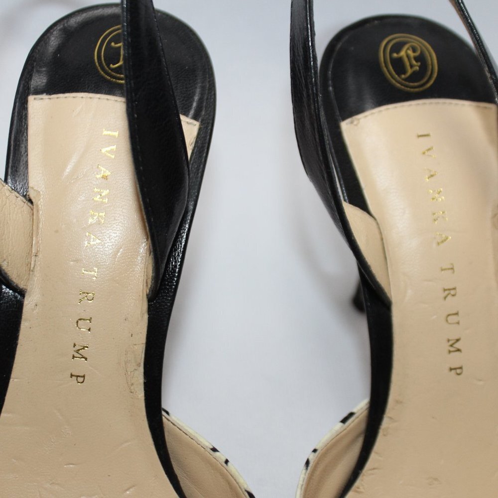 Ivanka Off-White and Black Slingback Heels - Picture 3 of 10
